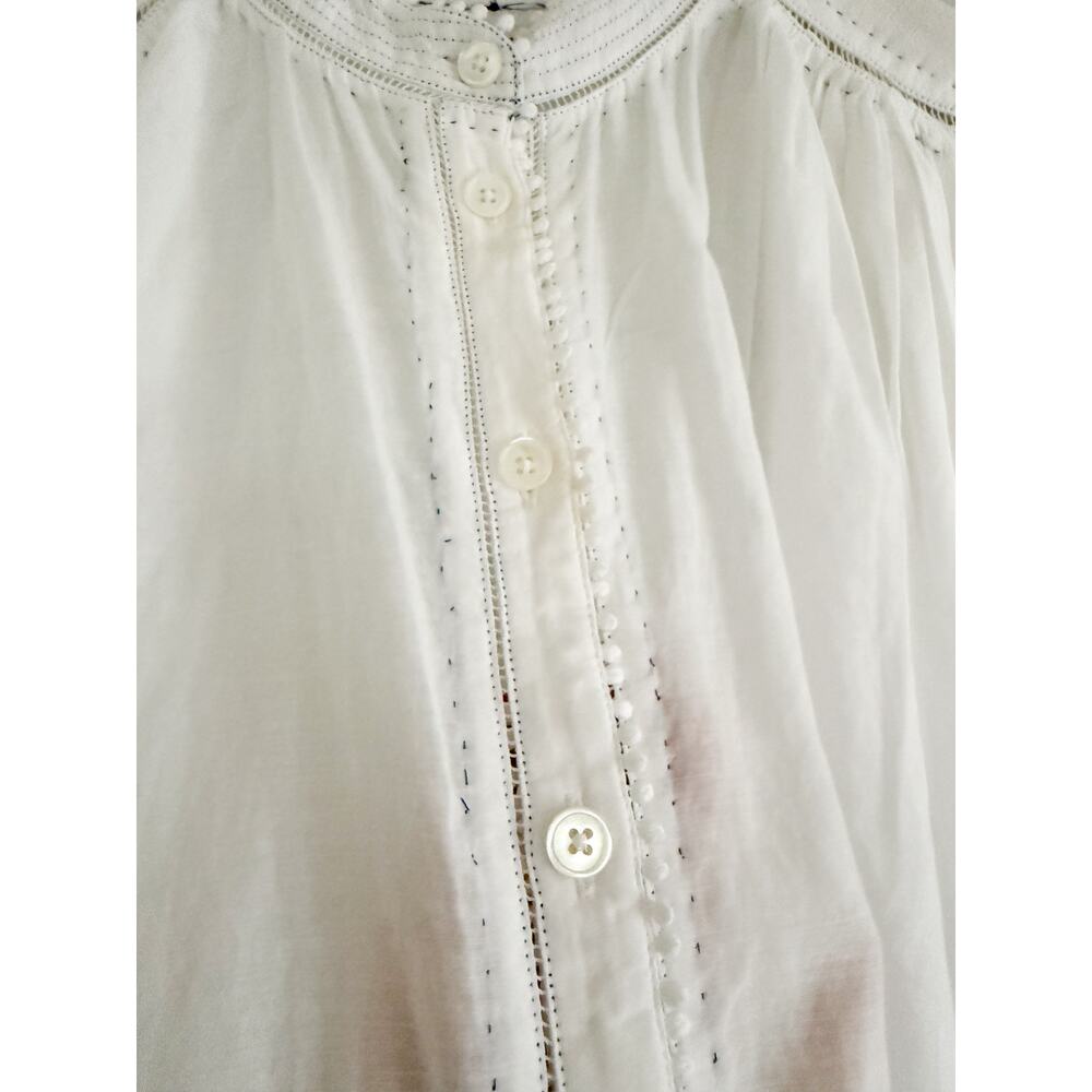 Madewell | NWT Shirred Lace-Trim Top in White | Sz XS - Picture 6 of 13